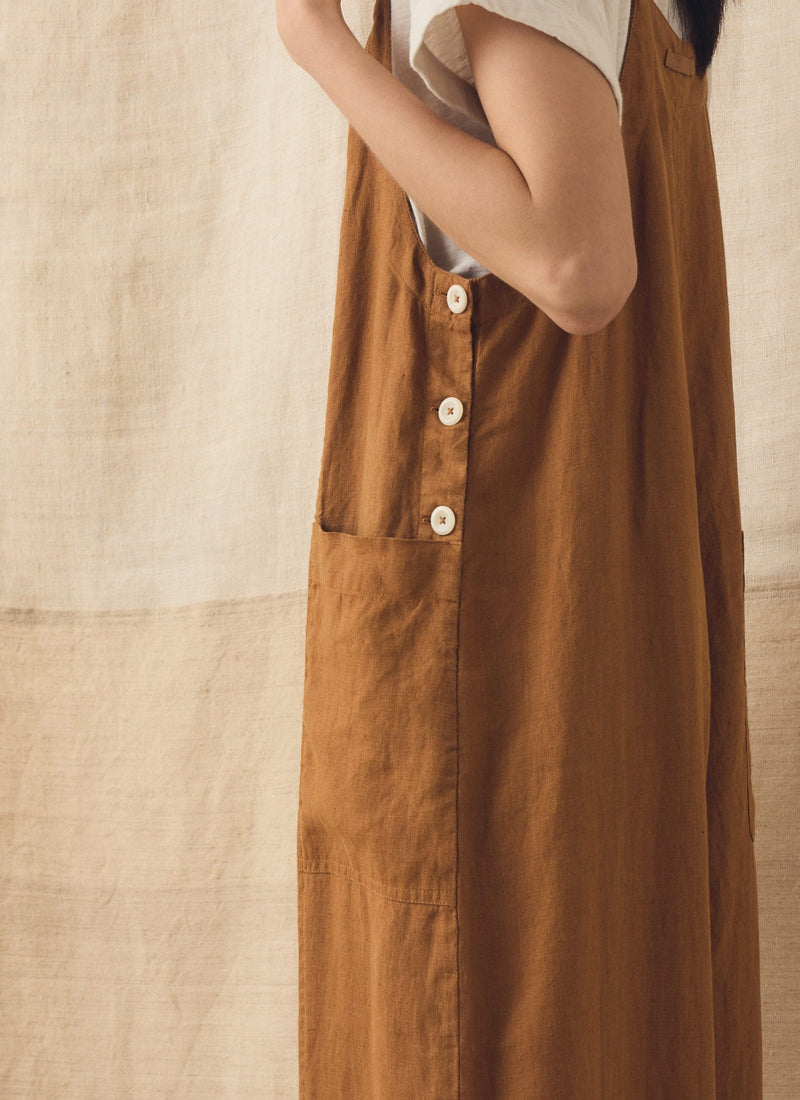 Garment Washed Linen Pocket Jumpsuit | Desert Sand