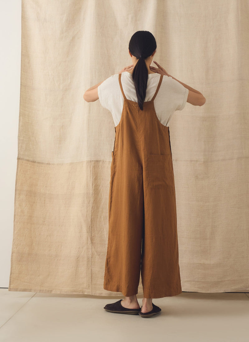 Garment Washed Linen Pocket Jumpsuit | Desert Sand