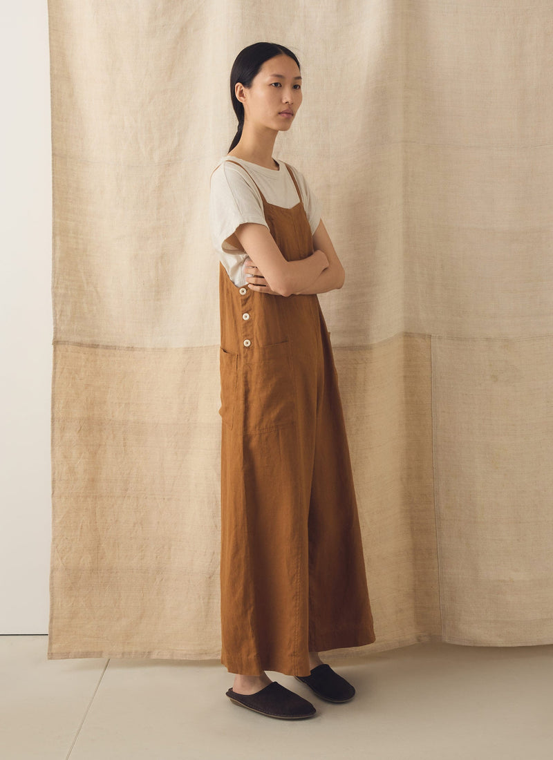 Garment Washed Linen Pocket Jumpsuit | Desert Sand