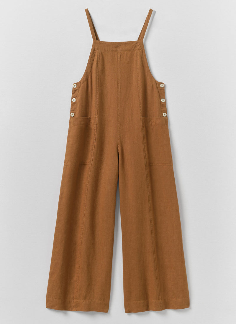 Garment Washed Linen Pocket Jumpsuit | Desert Sand