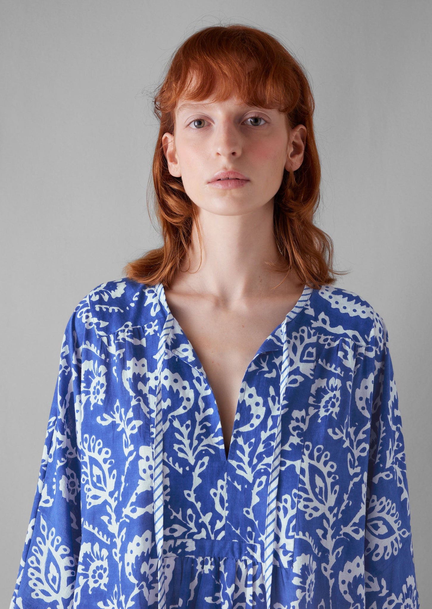 Trailing Botanical Block Print Dress | Woad