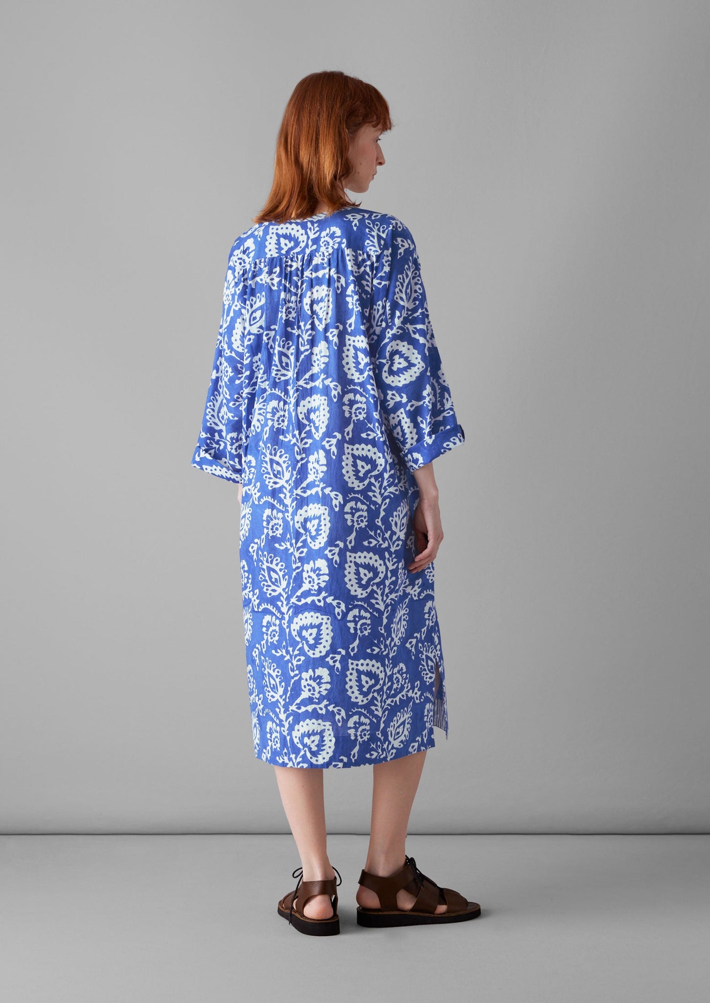 Trailing Botanical Block Print Dress | Woad