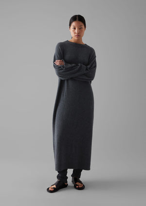 Wool Cashmere Jumper Dress | Charcoal Melange