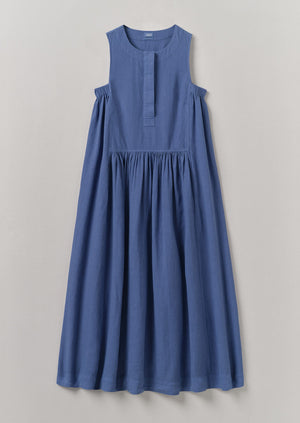 Garment Dyed Linen Panelled Dress | Cornflower