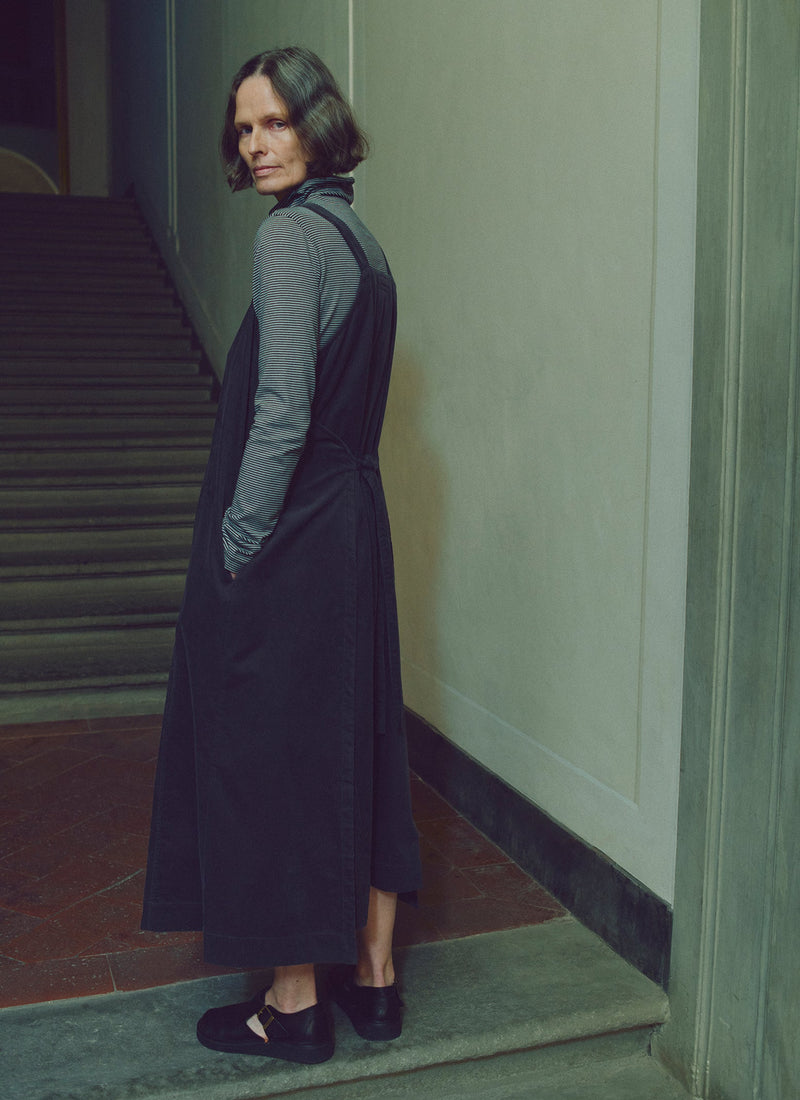 Cord Apron Dress | Charcoal