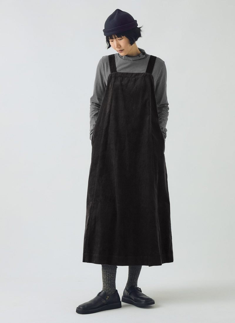 Cord Apron Dress | Charcoal
