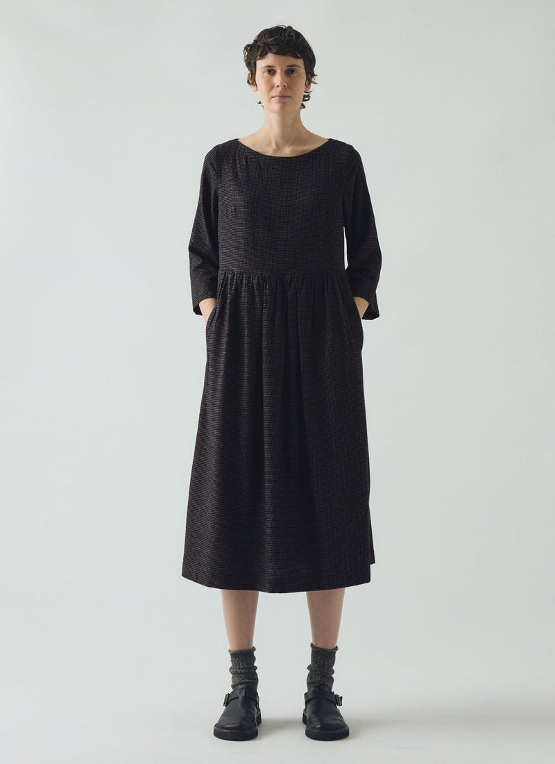 Freya Cotton Cashmere Dress | Black/Ecru
