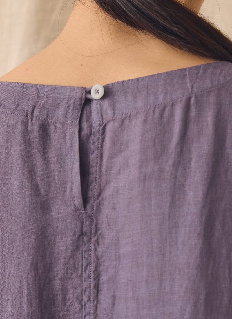 Lightweight Linen Gathered Waist Dress | Dark Thistle