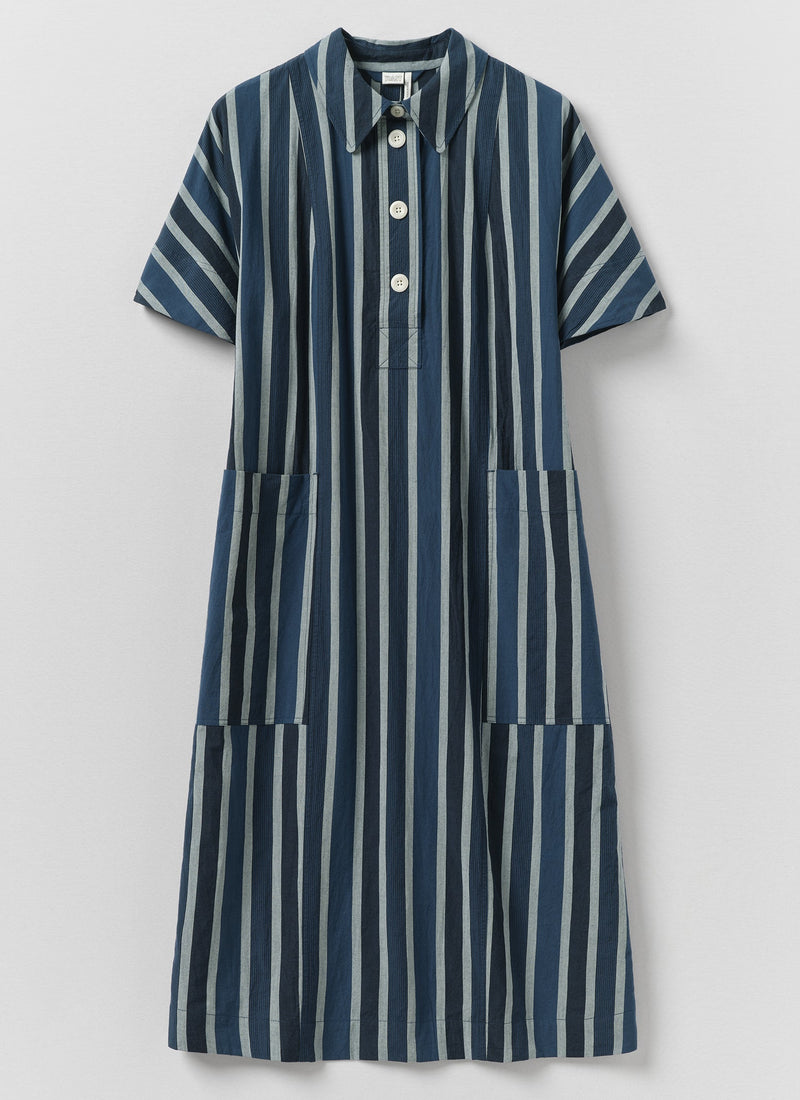 Stripe Cotton Shirt Dress | French Blue