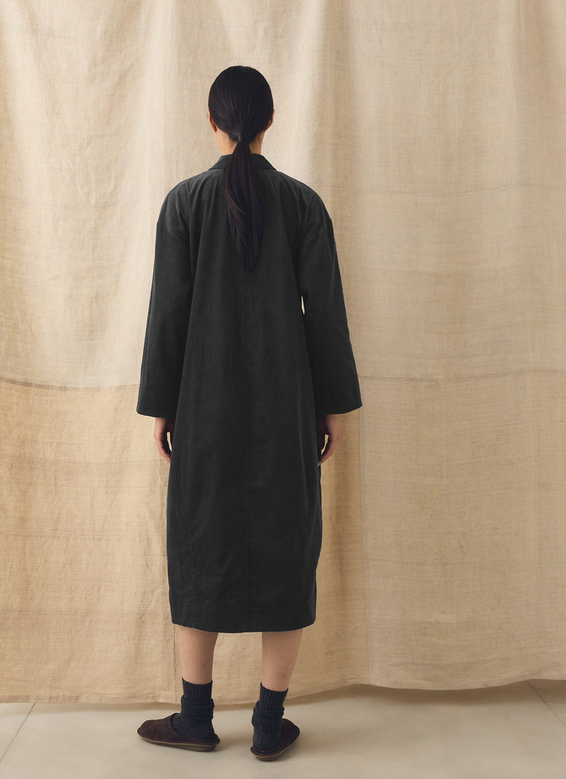 Cord Button Shirtdress | Charcoal
