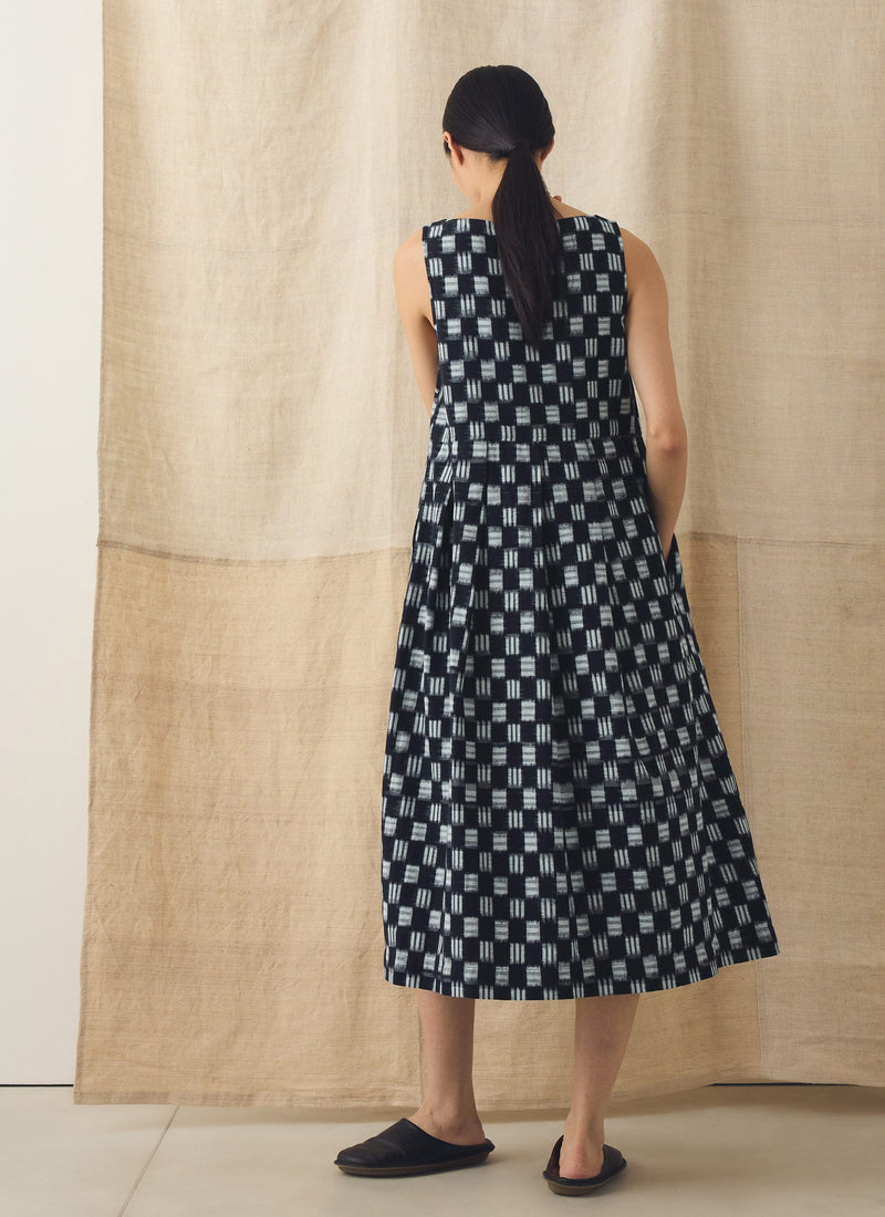 Aila Lore Ikat Cotton Dress | Indigo