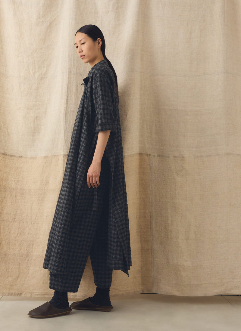 Check Cotton Wool Apron Dress | Dark Charcoal/Black