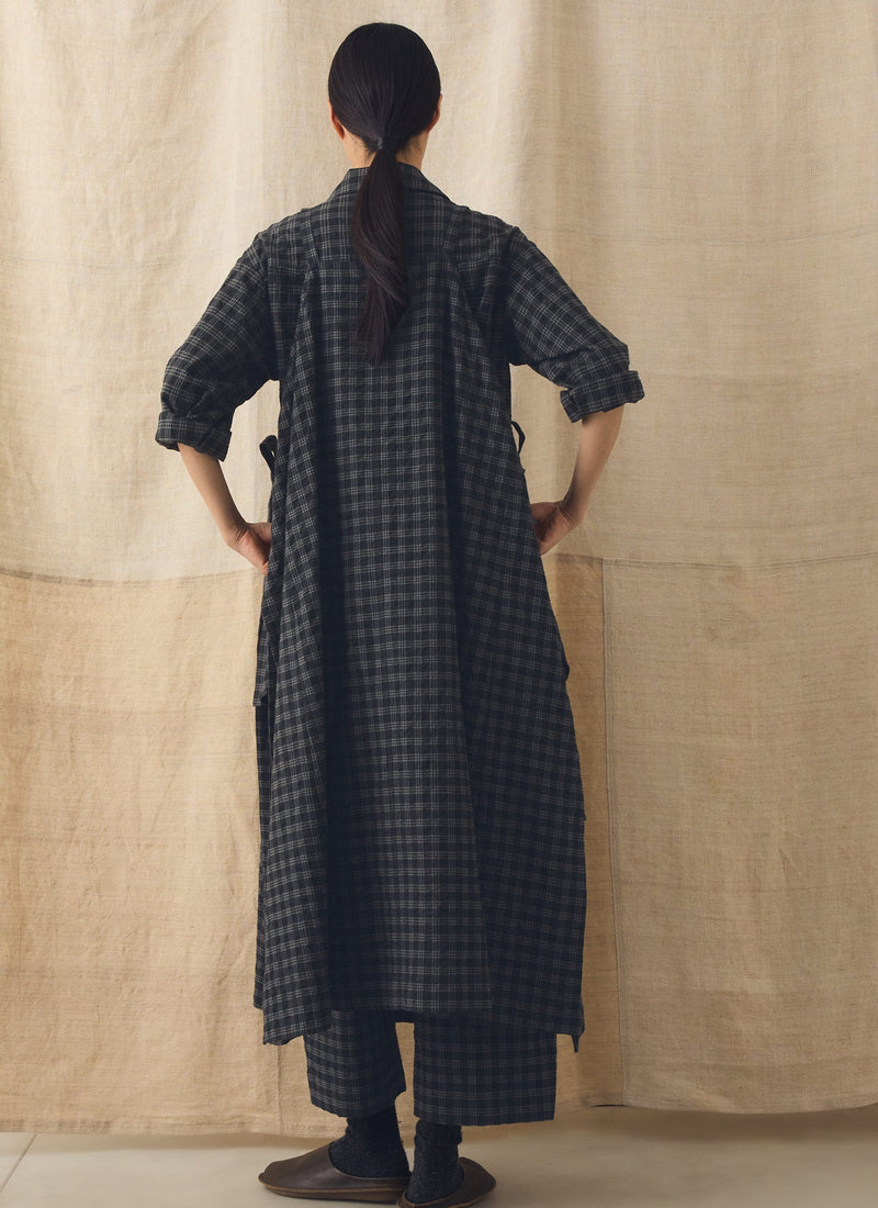 Check Cotton Wool Apron Dress | Dark Charcoal/Black