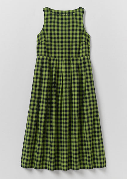 Aila Linen Cotton Gingham Check Dress | Beetle Green | TOAST