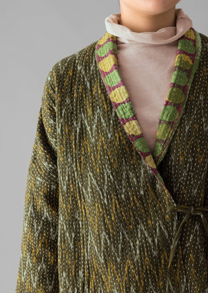 Repurposed Ikat Kantha Jacket | Greens