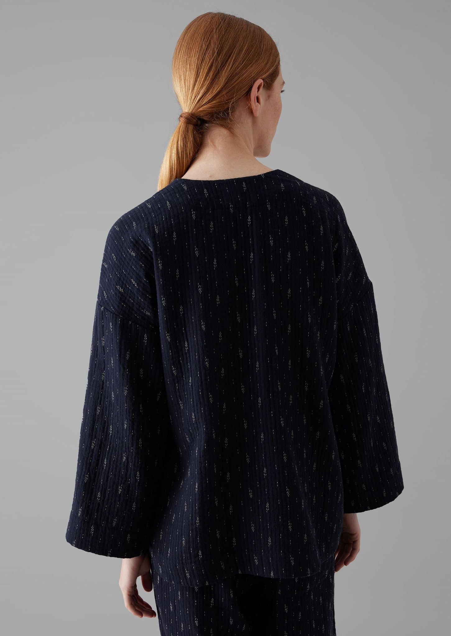 Dobby Cotton Lounge Jacket | Indigo Blue