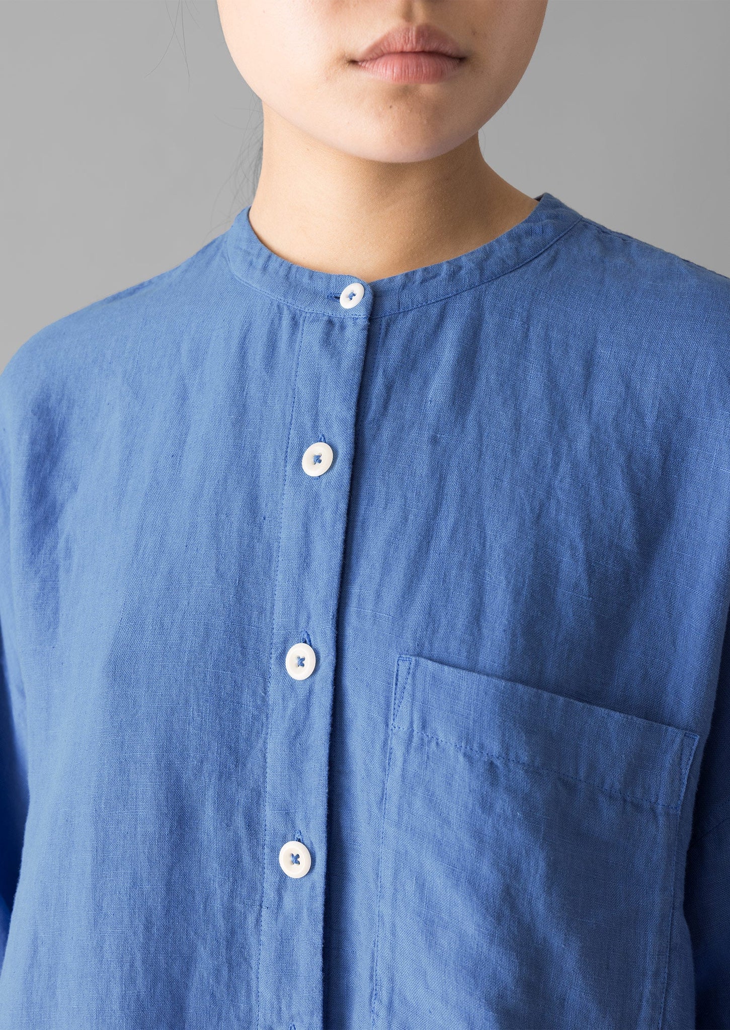 Garment Dyed Linen Oversized Shirt | Blue Violane