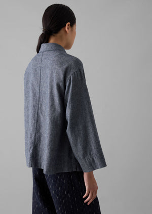 Cotton Linen Twill Shirt | Indigo Blue