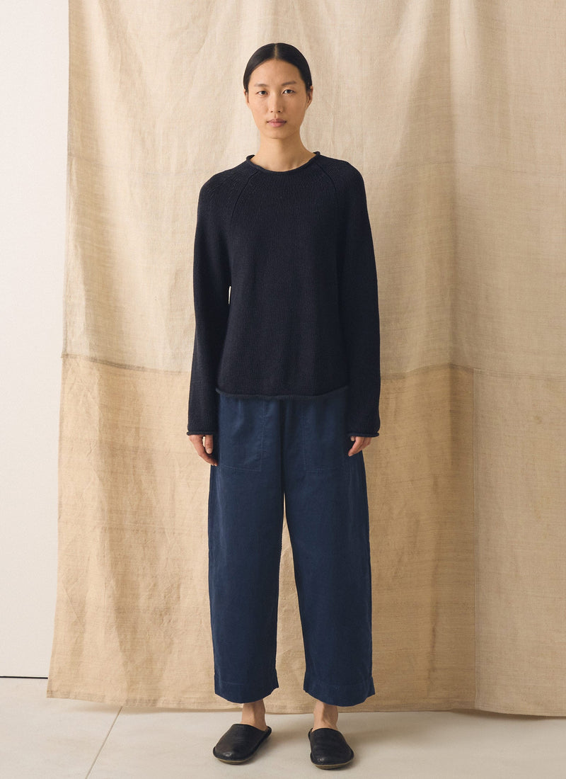 Cotton Linen Easy Sweater | Dark Navy
