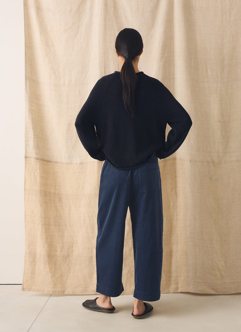 Cotton Linen Easy Sweater | Dark Navy