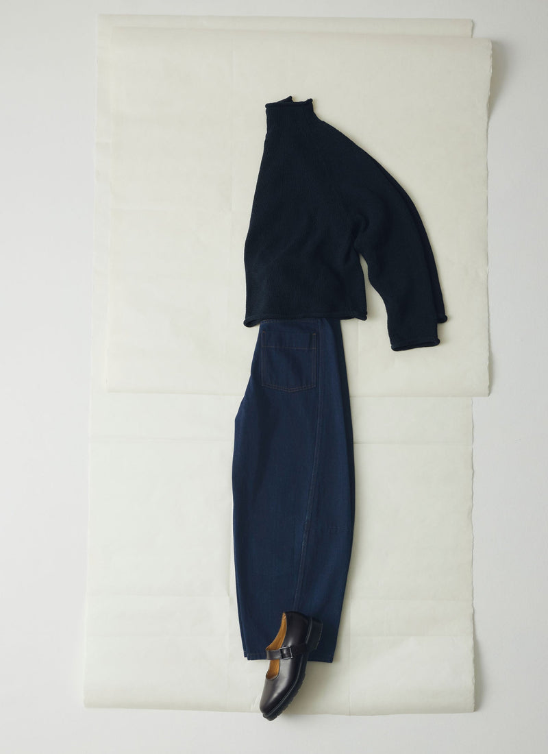 Cotton Linen Easy Sweater | Dark Navy