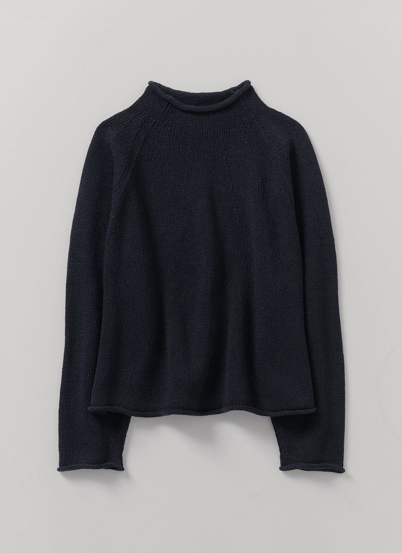 Cotton Linen Easy Sweater | Dark Navy