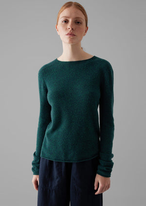 Wool Cashmere Neat Sweater | Forest Marl