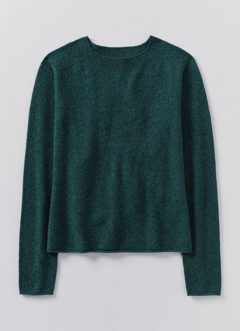 Wool Cashmere Neat Sweater | Forest Marl