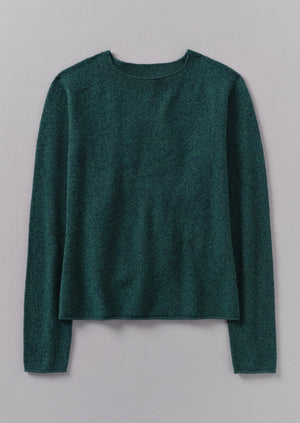 Wool Cashmere Neat Sweater | Forest Marl