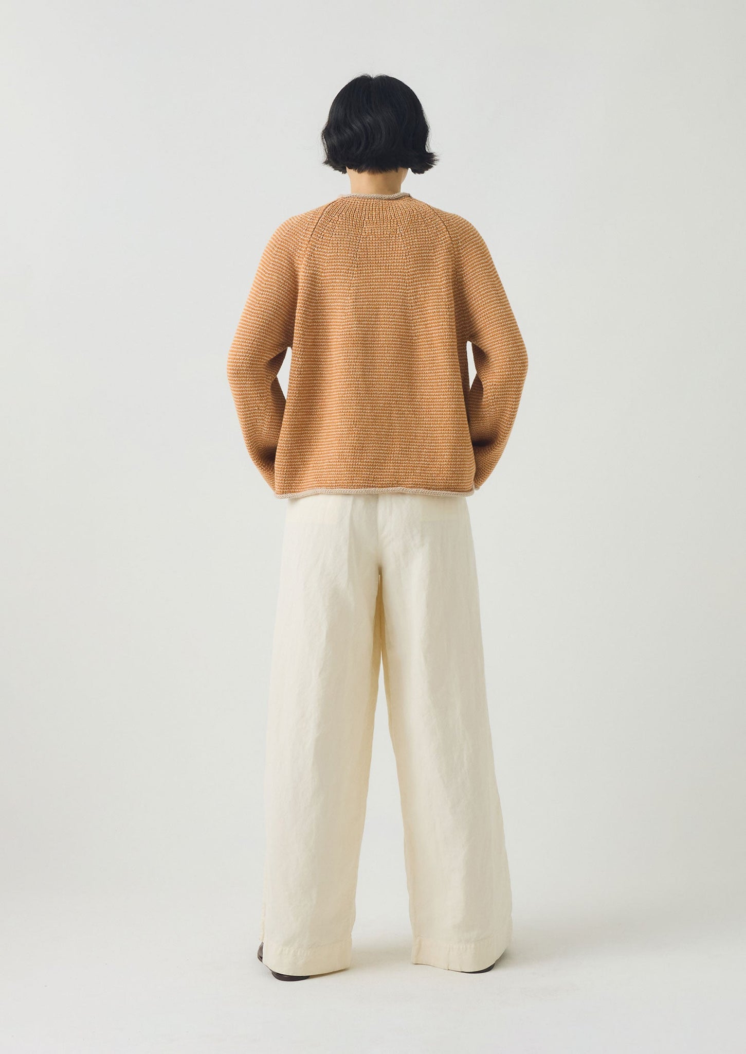 Stripe Linen Cotton Sweater | Spice/Putty