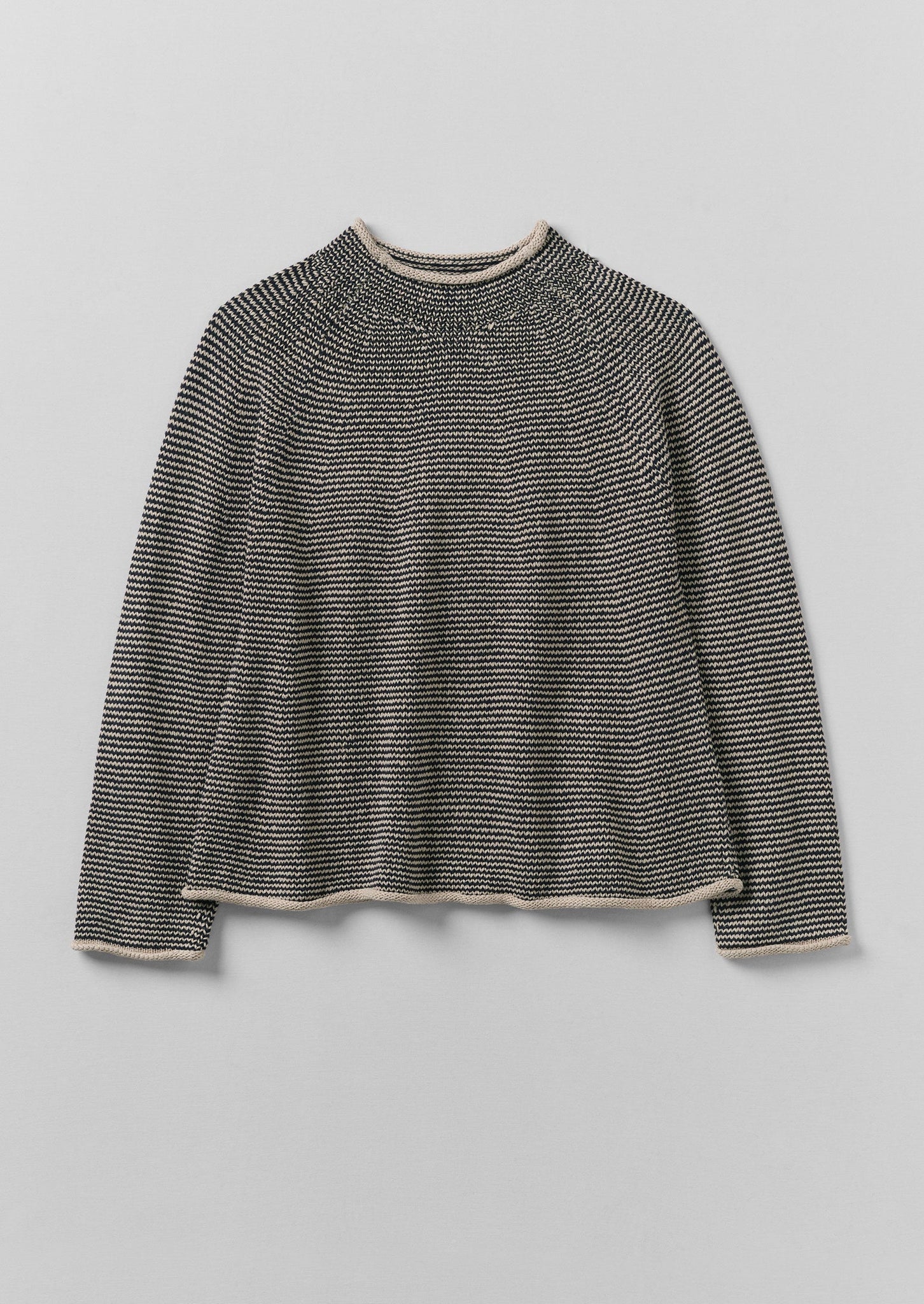 Stripe Linen Cotton Sweater | Navy/Putty