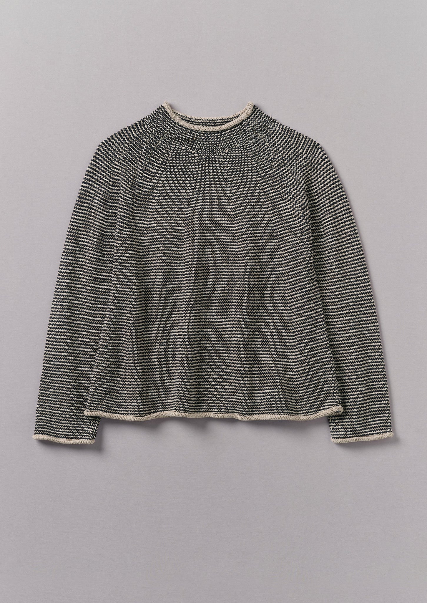 Stripe Linen Cotton Sweater | Navy/Putty