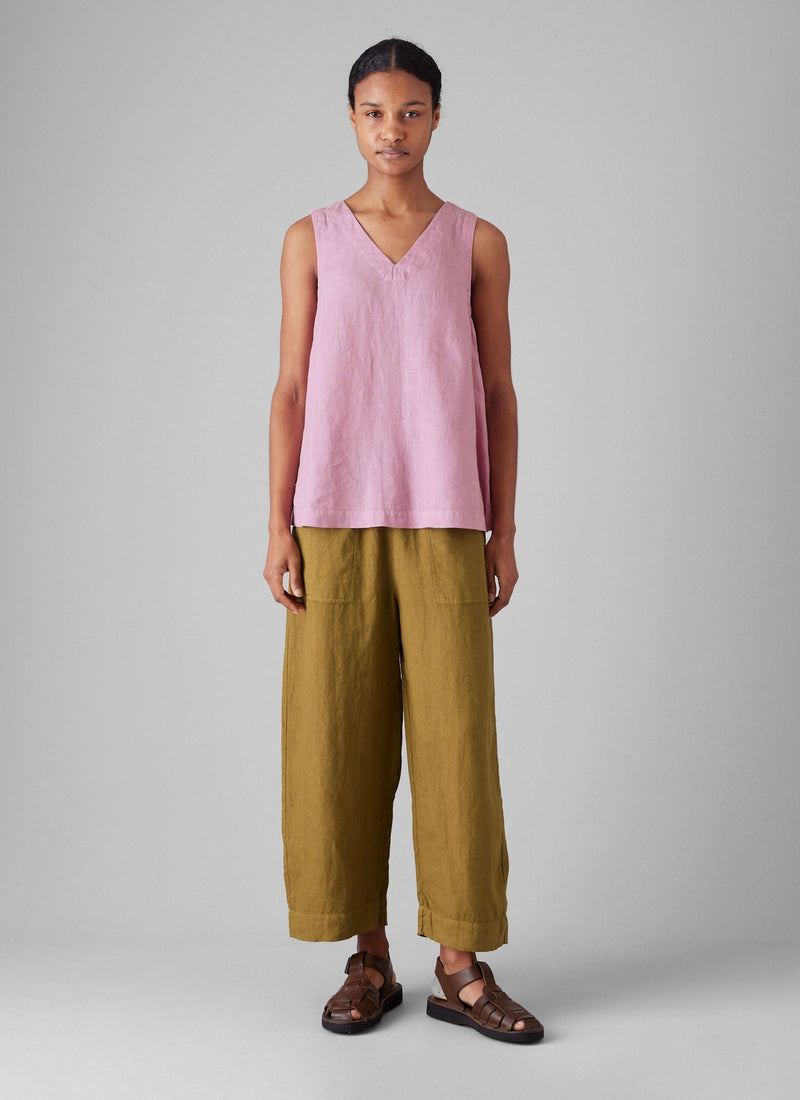 Garment Dyed Linen V-Neck Tank | Washed Berry