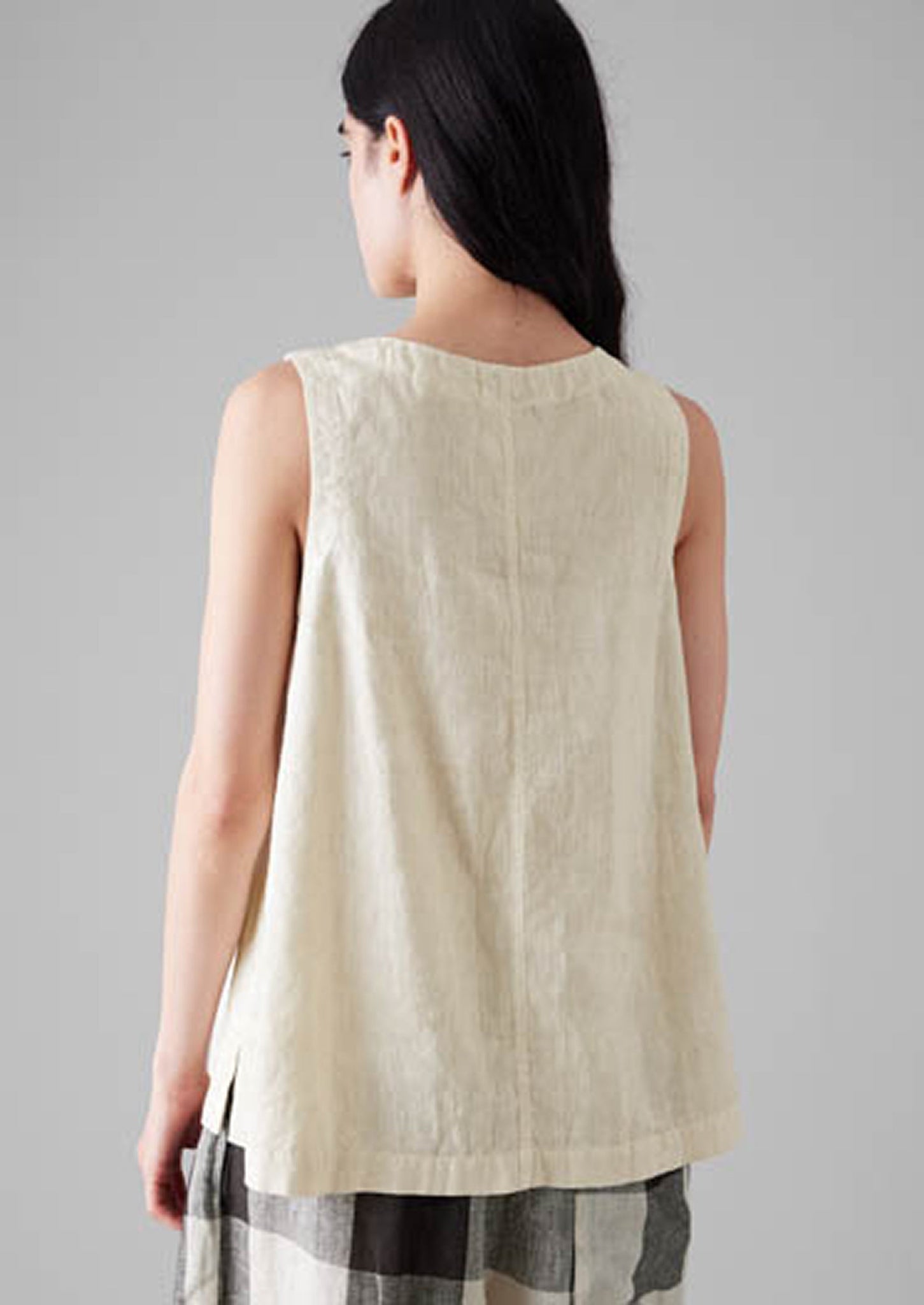 Garment Dyed Linen V-Neck Tank | Oat