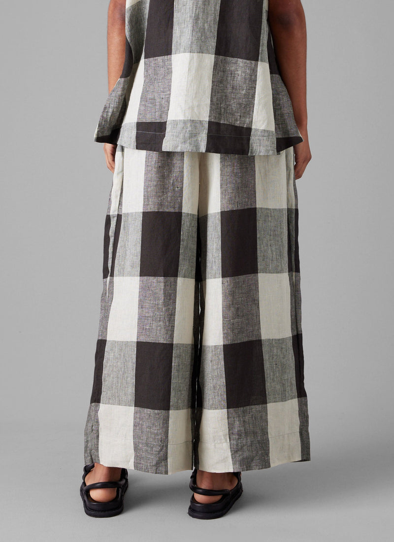 Macro Gingham Lightweight Linen Tank | Ecru/Charcoal