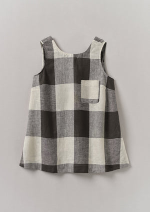 Macro Gingham Lightweight Linen Tank | Ecru/Charcoal
