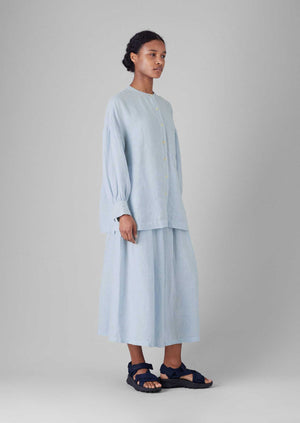 Garment Dyed Linen Oversized Shirt | Egg Blue