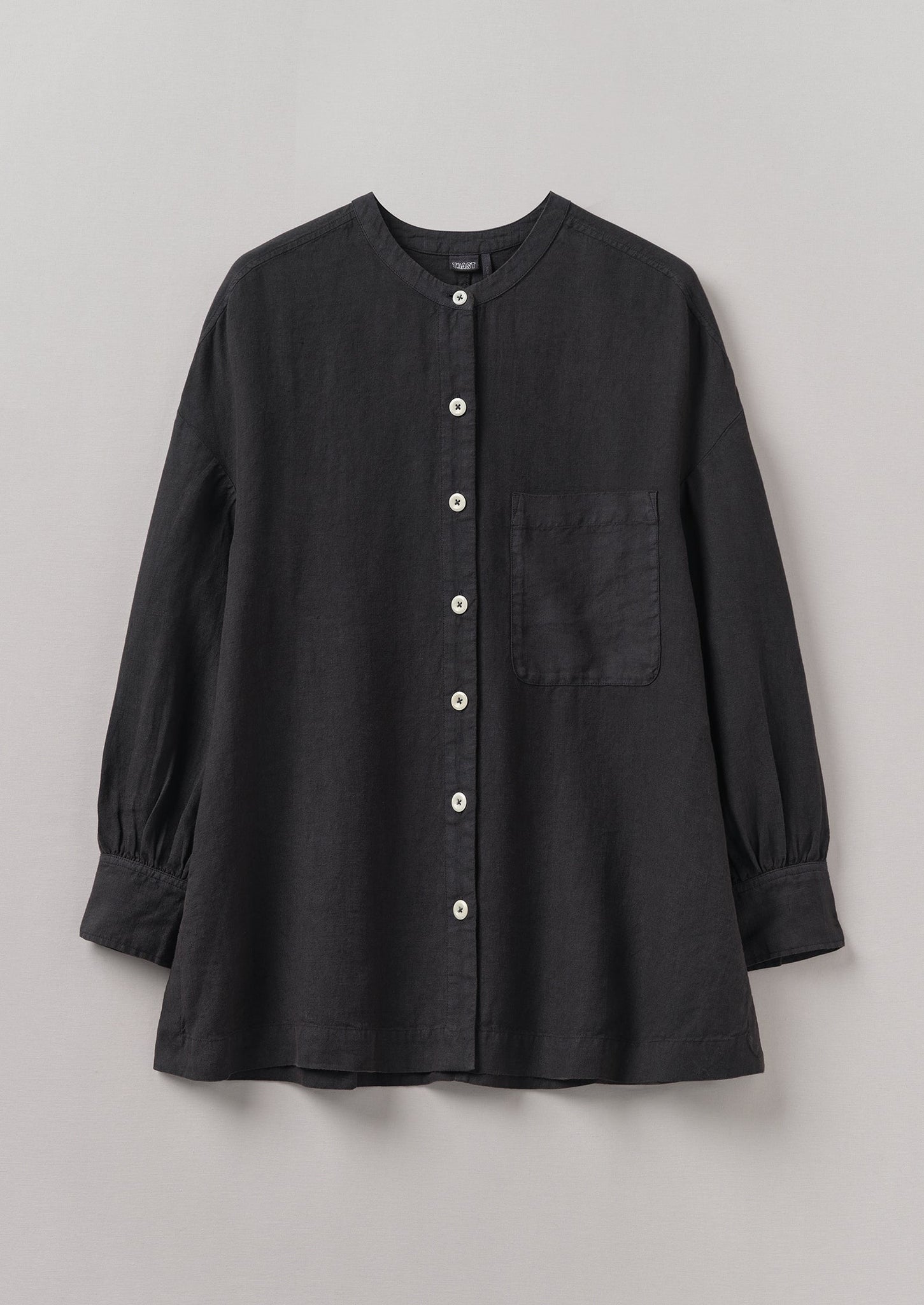 Garment Dyed Linen Oversized Shirt | Black Pepper