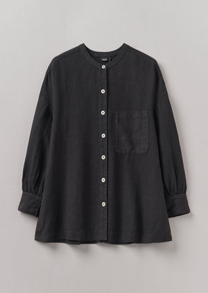 Garment Dyed Linen Oversized Shirt | Black Pepper