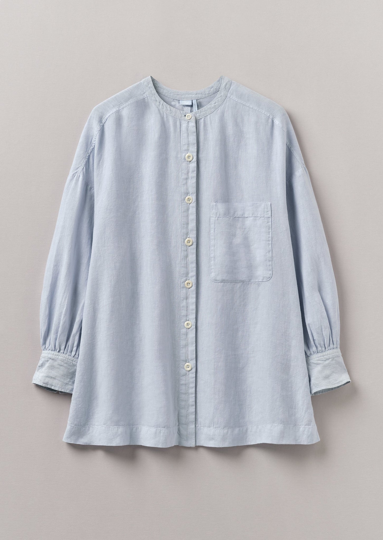 Garment Dyed Linen Oversized Shirt | Egg Blue