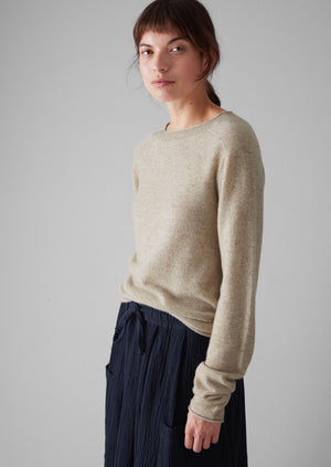 Wool Cashmere Neat Sweater | Speckled Oat