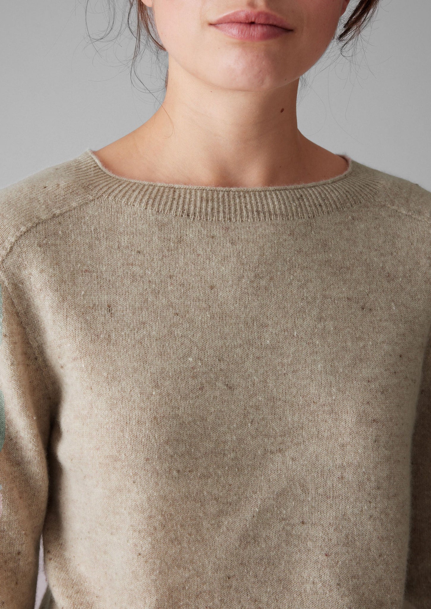 Wool Cashmere Neat Sweater | Speckled Oat