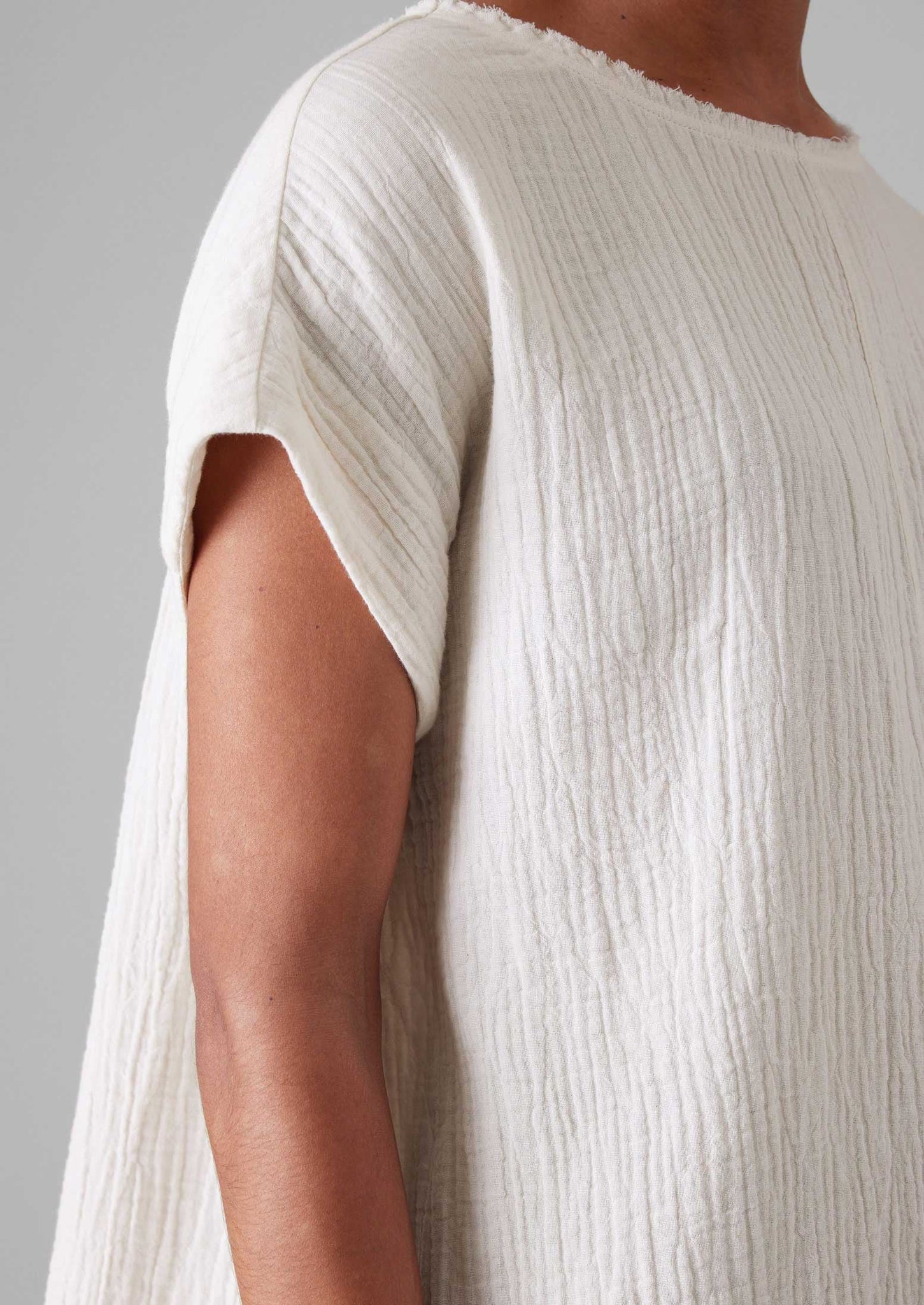 Crinkle Cotton Gauze Top | Oat