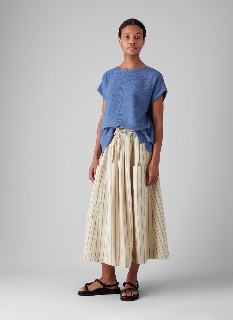 Crinkle Cotton Gauze Top | Cornflower