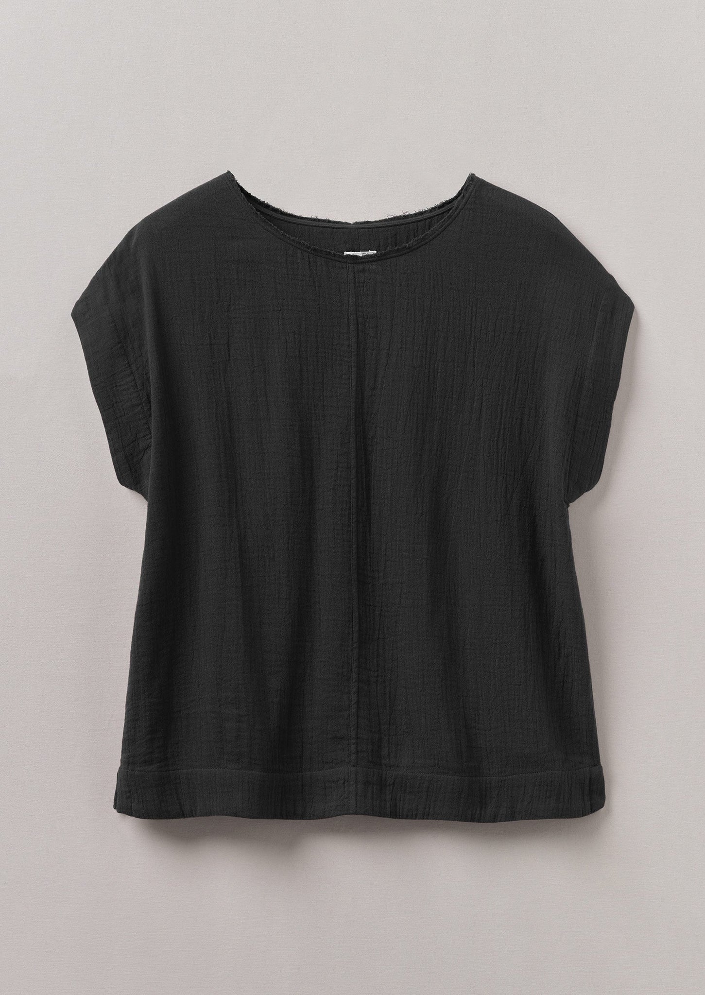 Crinkle Cotton Gauze Top | Black Pepper