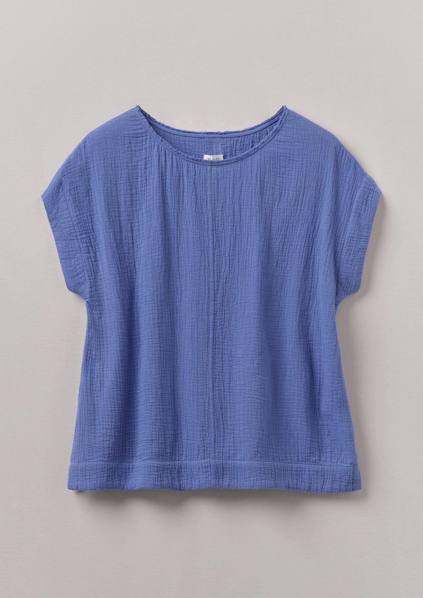 Crinkle Cotton Gauze Top | Cornflower