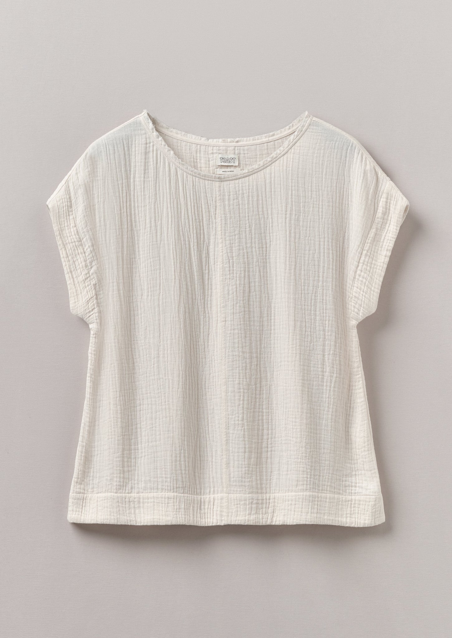 Crinkle Cotton Gauze Top | Oat