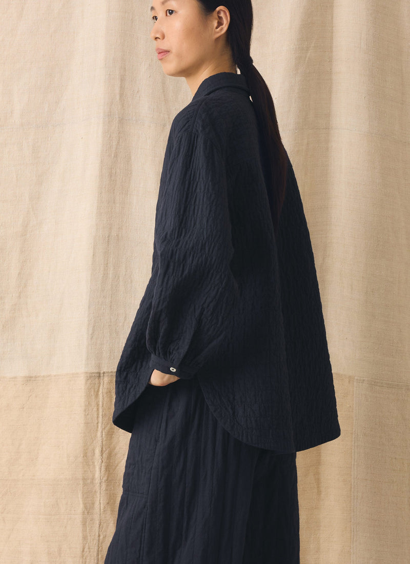 Quilted Cotton Shirt | Indigo Blue