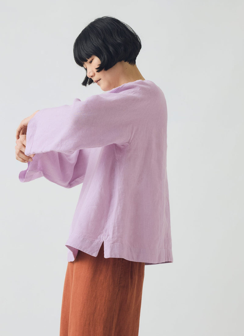 Garment Dyed Linen Top | Lilac