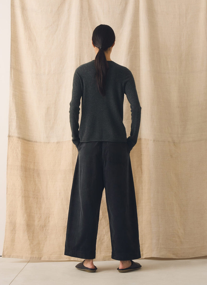 Wool Cashmere Neat Cardigan | Charcoal